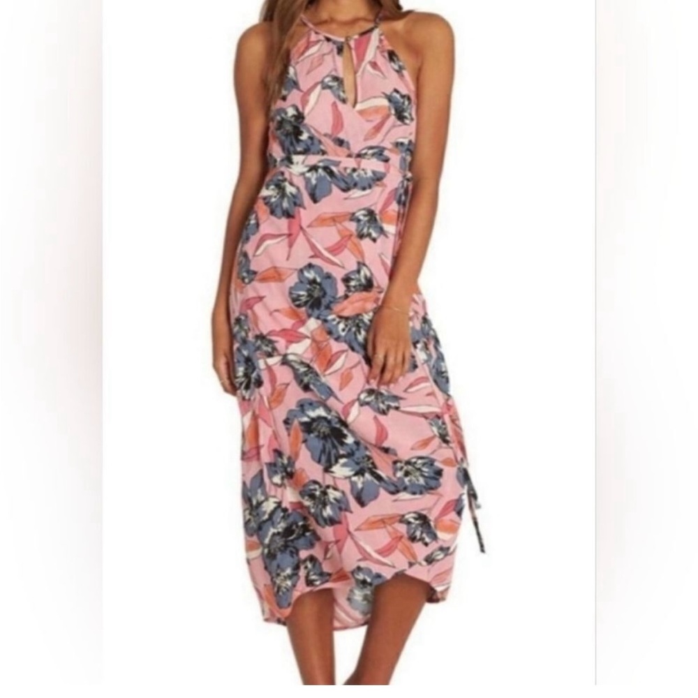 Billabong Pink and Orange Floral Wrap Dress